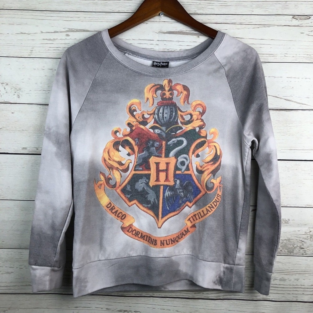 🌿 Harry Potter Hogwarts Crest Raglan Sweatshirt - Picture 1 of 4